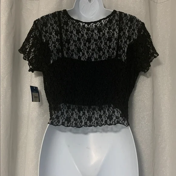 Arizona Jeans Co. black lace top with tank NWT - Picture 3 of 8